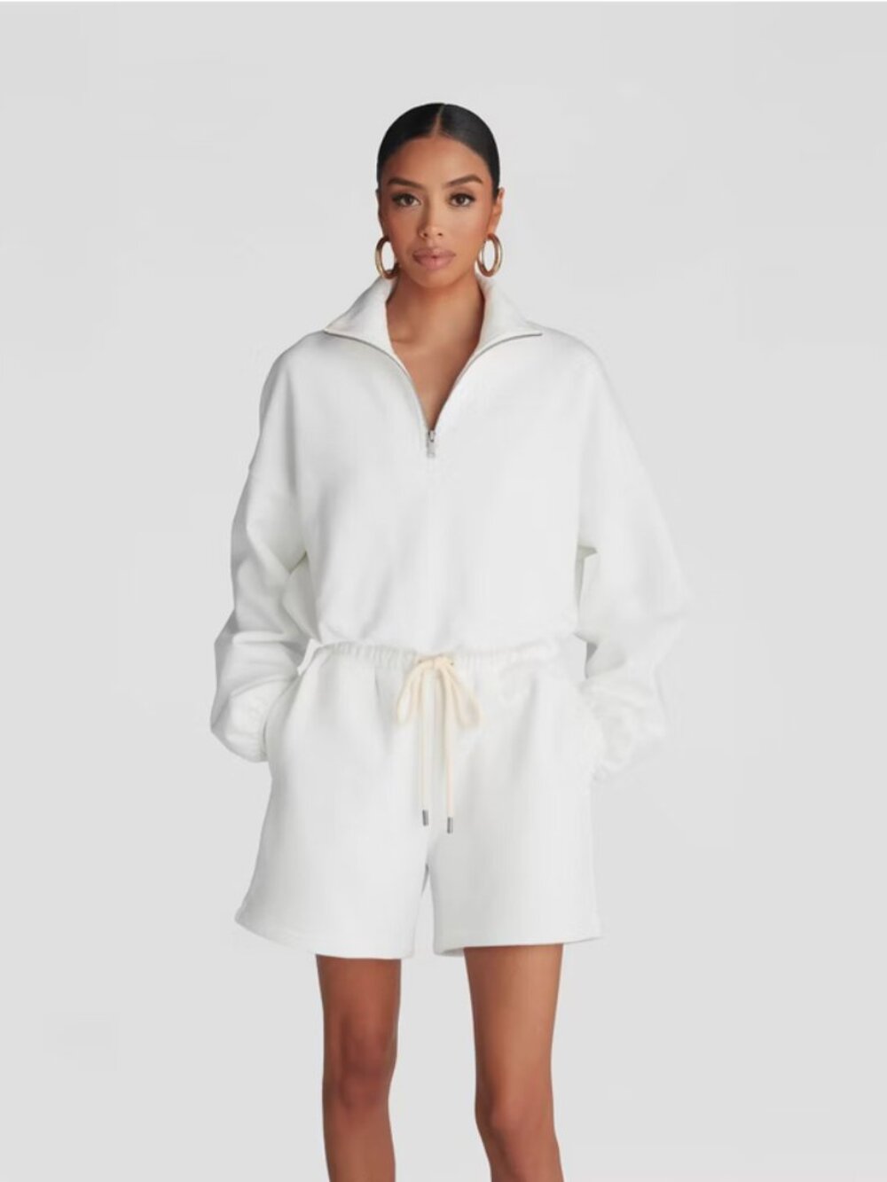 KBB by KAHLANA Women's Pullover 'The Quarter Zip Sweatshirt' - White XXL